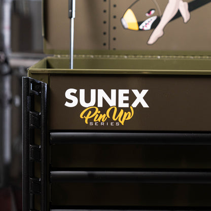 PIN-UP SERIES “DOROTHY” – 39" 6 DRAWER PREMIUM SERVICE CART – VICTORY VIXEN OD GREEN