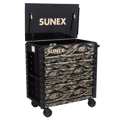 SHADOW TIGER CAMOUFLAGE – 39" 6 DRAWER PREMIUM SERVICE CART – BLACK