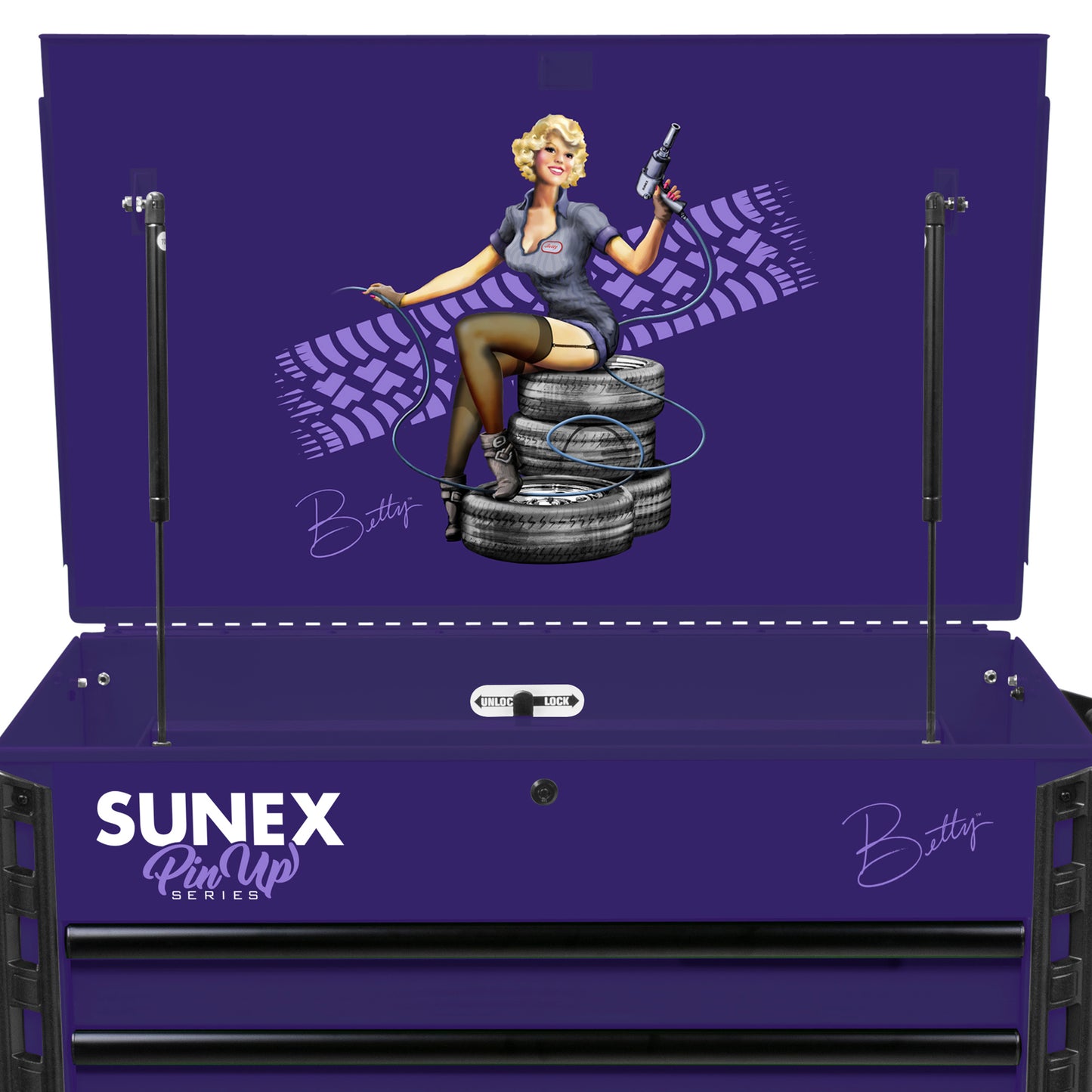 PIN-UP SERIES “BETTY” – 39" 6 DRAWER PREMIUM SERVICE CART – PIN-UP PLUM