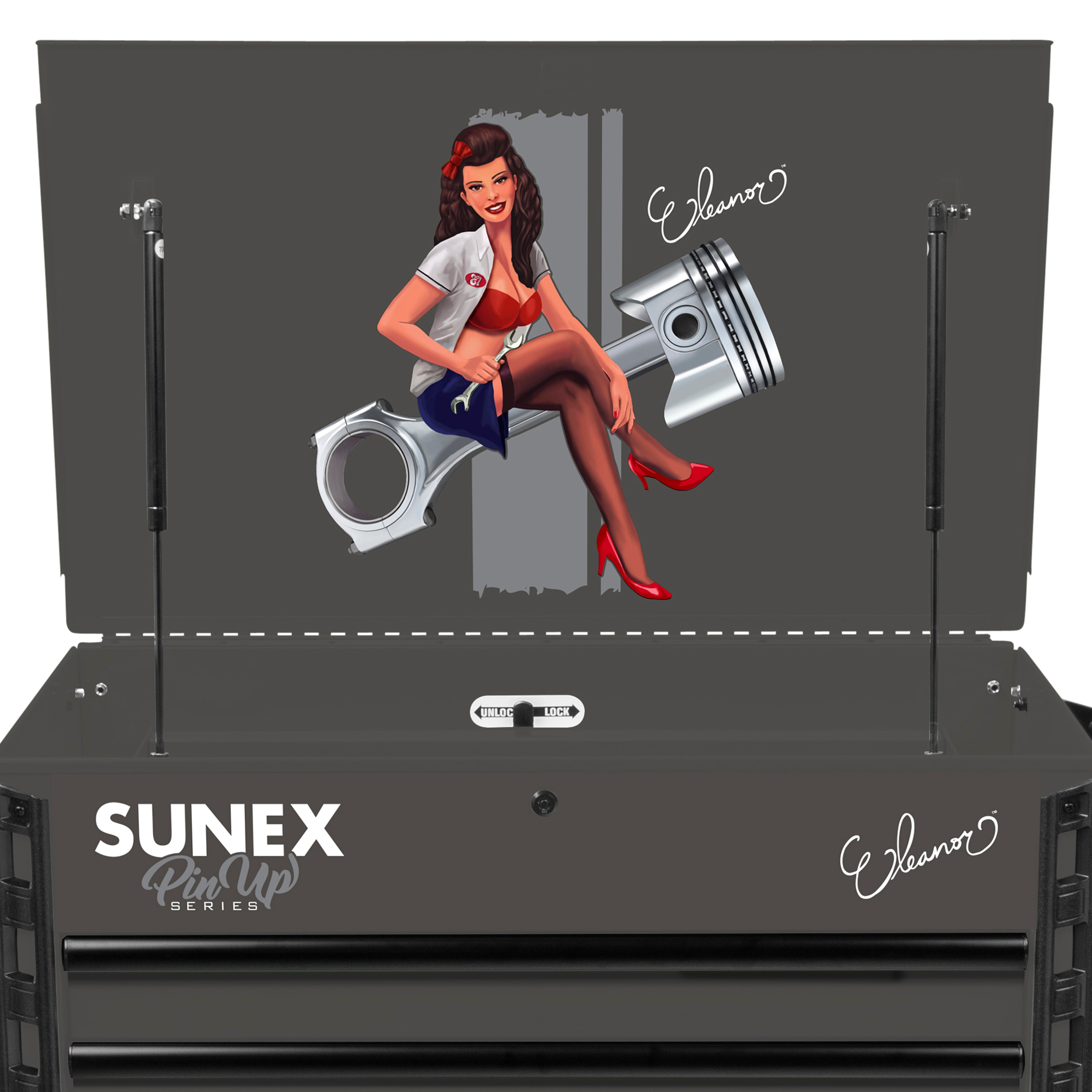 un siècle de PIN UP ELEANOR - Gray Premium Full Drawer Service Cart Pin-Up Series
