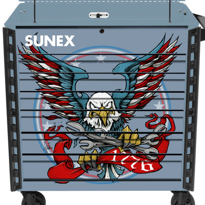 TONY SQUINDO – EAGLE OF THE REPUBLIC OF REPAIR – 39" 6 DRAWER PREMIUM SERVICE CART – BLUE STEEL