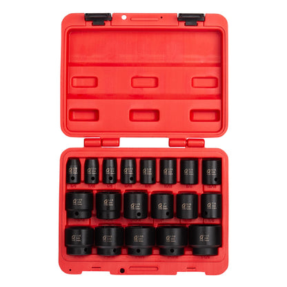 1/2" DRIVE SAE 6 POINT STANDARD 19-PIECE IMPACT SOCKET SET