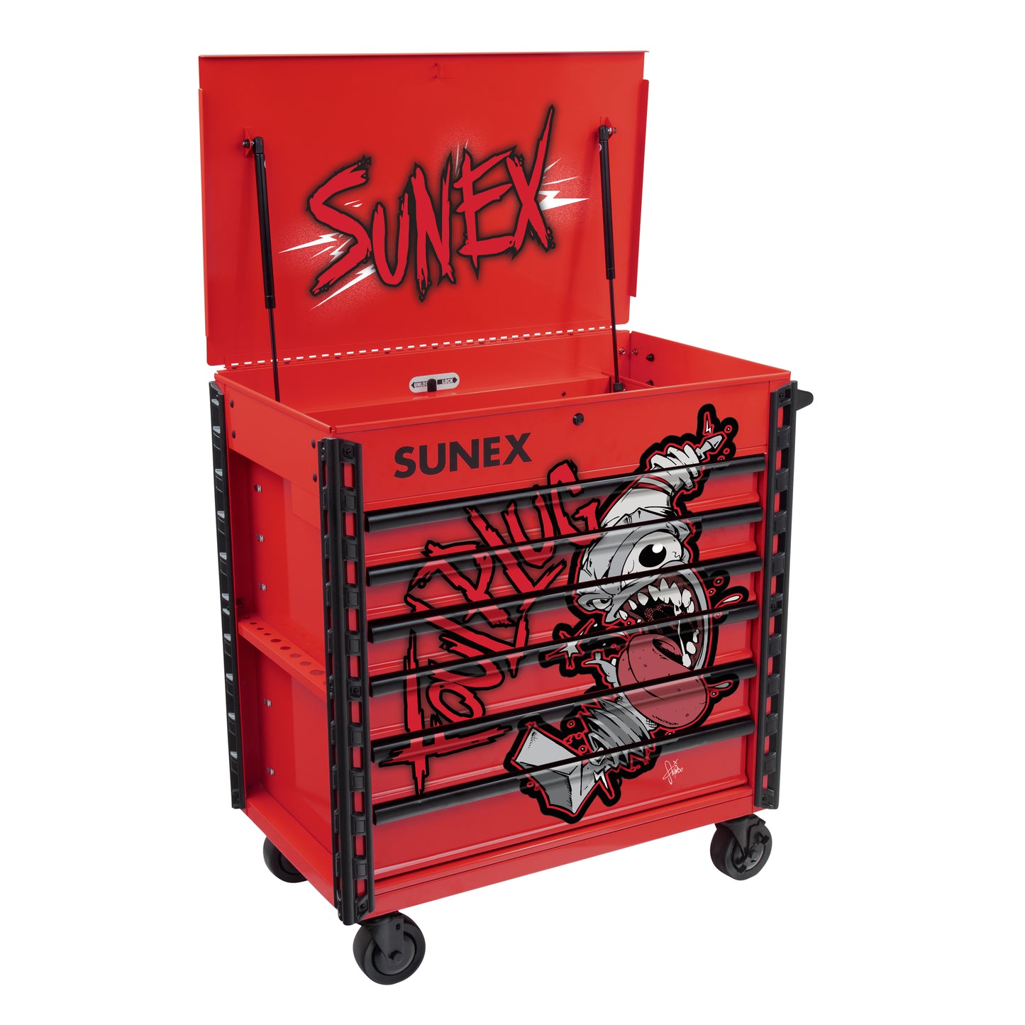 TONY SQUINDO “FOUL PLUG” PREMIUM FULL DRAWER SERVICE CART - RED