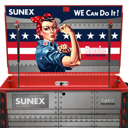 ROSIE THE RIVETER - 39" 6 DRAWER PREMIUM SERVICE CART - RED