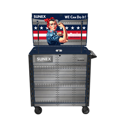 ROSIE THE RIVETER – 39" 6 DRAWER PREMIUM SERVICE CART – BLUE