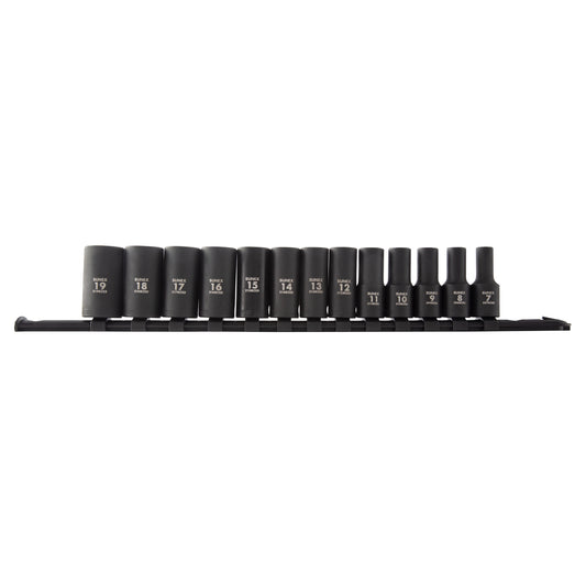 3/8" DRIVE METRIC 12 POINT MID-DEPTH 13-PIECE IMPACT SOCKET SET