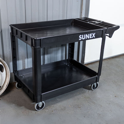 LARGE HEAVY-DUTY 2-SHELF UTILITY CART