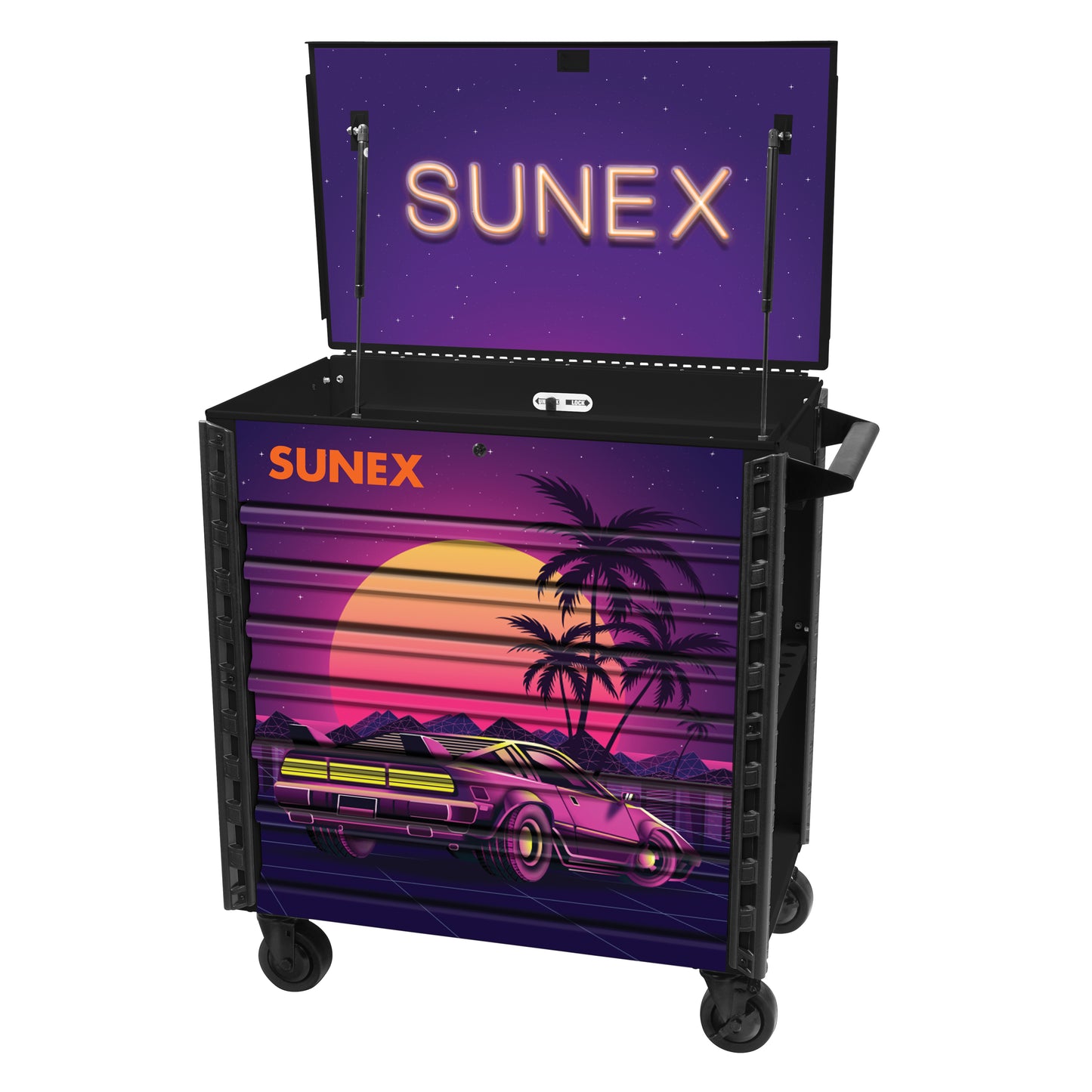 RETRO DESIGNED BLACK PREMIUM FULL DRAWER SERVICE CART - BLACK