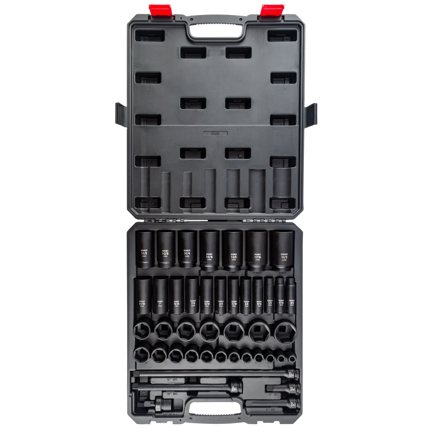 1/2" DRIVE SAE 6 POINT STANDARD & DEEP 43-PIECE MASTER IMPACT SOCKET SET