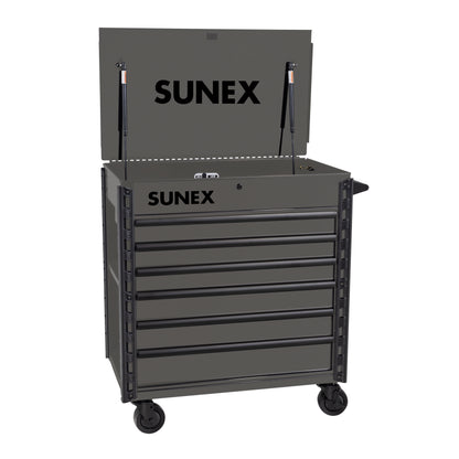 39" 6 DRAWER PREMIUM SERVICE CART – GRAY