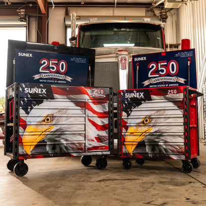 AMERICAN EAGLE 250th – 39" 6 DRAWER PREMIUM SERVICE CART – OLD GLORY BLUE