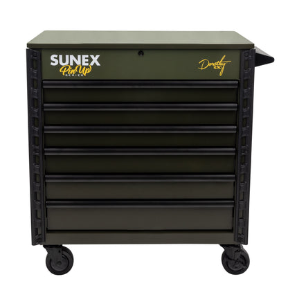 PIN-UP SERIES “DOROTHY” – 39" 6 DRAWER PREMIUM SERVICE CART – VICTORY VIXEN OD GREEN