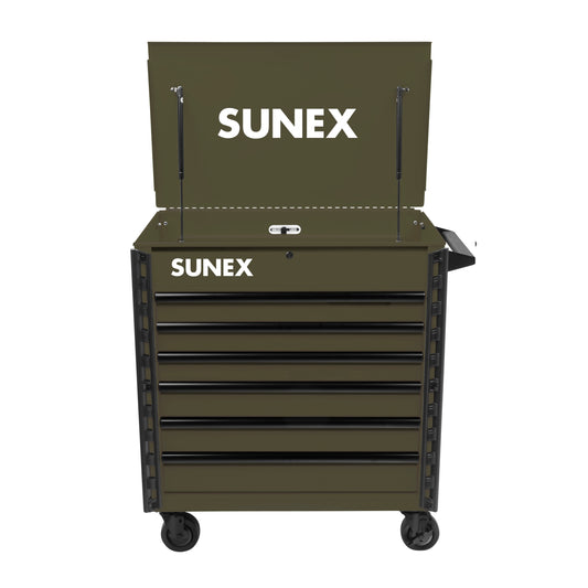 39" 6 DRAWER PREMIUM SERVICE CART - OLIVE DRAB GREEN