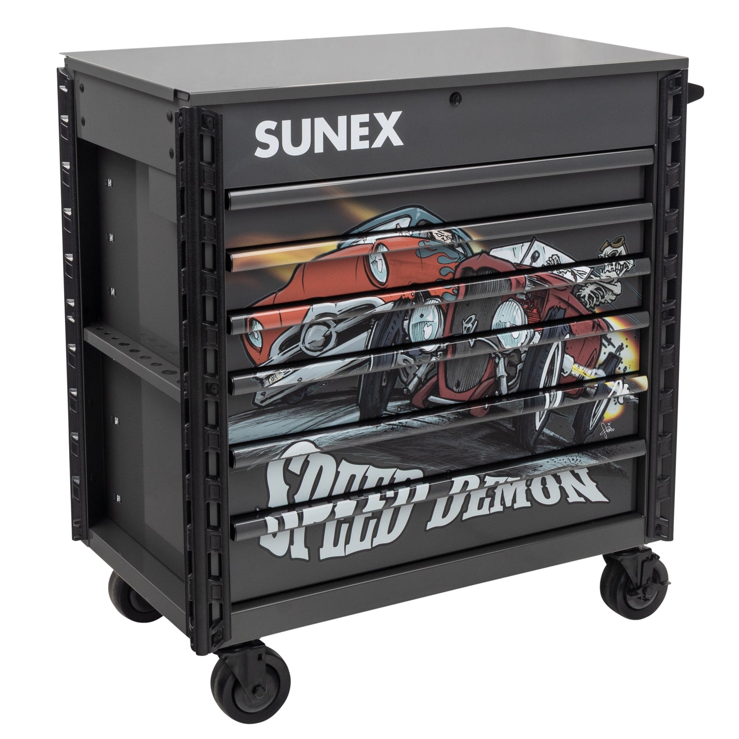TONY SQUINDO – SPEED DEMON – 39" 6 DRAWER PREMIUM SERVICE CART – GRAY
