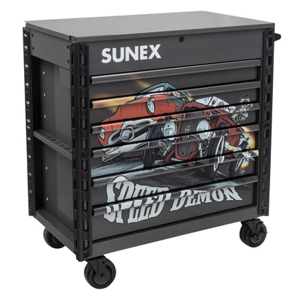 TONY SQUINDO – SPEED DEMON – 39" 6 DRAWER PREMIUM SERVICE CART – GRAY