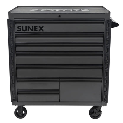 41" 8 DRAWER PREMIUM SERVICE CART WITH FLAT WORK SURFACE TOP – GRAY