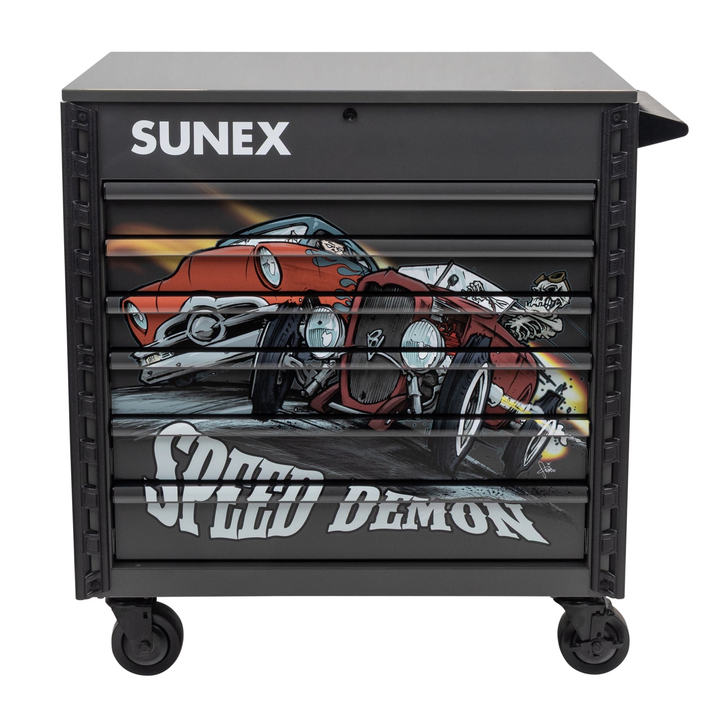 TONY SQUINDO – SPEED DEMON – 39" 6 DRAWER PREMIUM SERVICE CART – GRAY