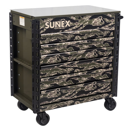 SHADOW TIGER CAMOUFLAGE – 39" 6 DRAWER PREMIUM SERVICE CART – OLIVE DRAB GREEN