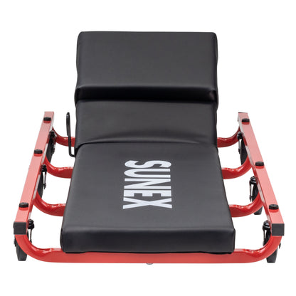 6 CASTER CREEPER WITH ADJUSTABLE HEADREST - BLACK/RED