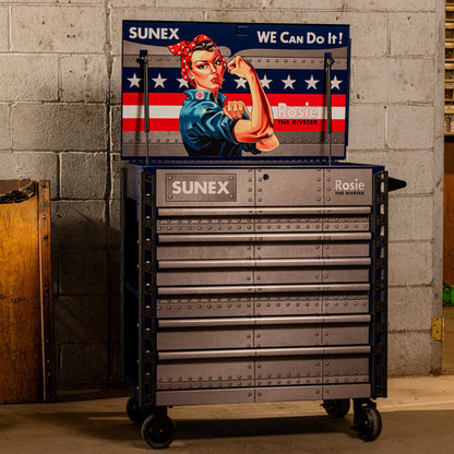 ROSIE THE RIVETER – 39" 6 DRAWER PREMIUM SERVICE CART – BLUE