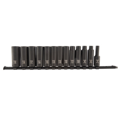 3/8" DRIVE METRIC 6 POINT DEEP 13-PIECE IMPACT SOCKET SET