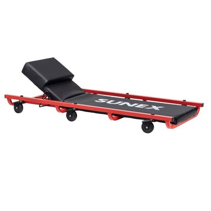 6 CASTER CREEPER WITH ADJUSTABLE HEADREST - BLACK/RED