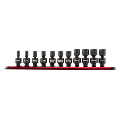 1/4" DRIVE METRIC 12 POINT MAGNETIC UNIVERSAL 11-PIECE IMPACT SOCKET SET