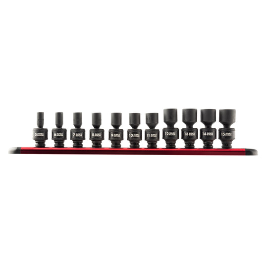 1/4" DRIVE METRIC 12 POINT MAGNETIC UNIVERSAL 11-PIECE IMPACT SOCKET SET