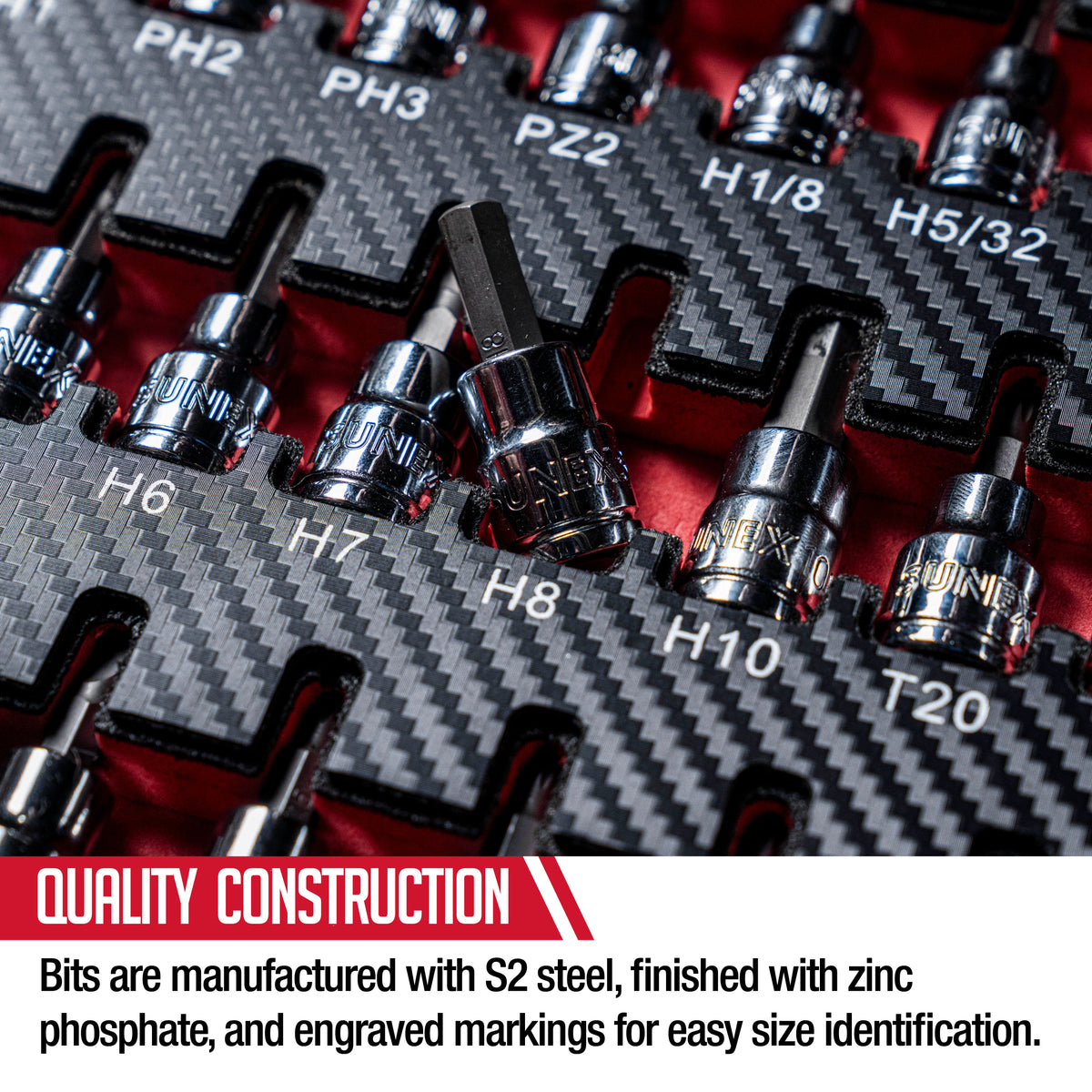 3/8" DRIVE SAE & METRIC HEX, TORX, TAMPERPROOF TORX, PHILLIPS, POZIDRIV & SLOTTED SET IN EVA FOAM