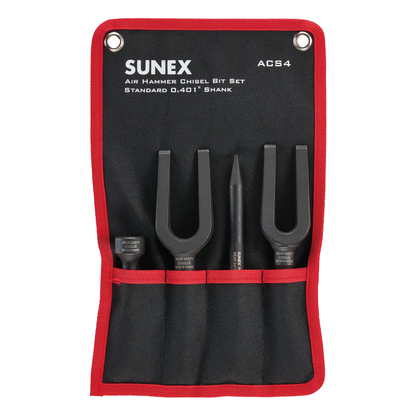 AIR HAMMER CHISEL PNEUMATIC SEPARATOR 4 PIECE SET IN PORTABLE TOOL ROLL