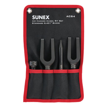 AIR HAMMER CHISEL PNEUMATIC SEPARATOR 4 PIECE SET IN PORTABLE TOOL ROLL