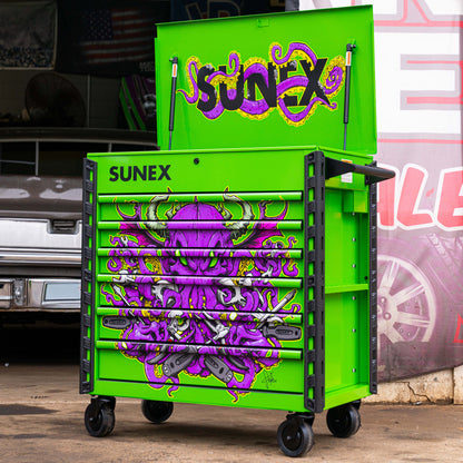TONY SQUINDO – CTOOLU – 39" 6 DRAWER PREMIUM SERVICE CART – LIME GREEN