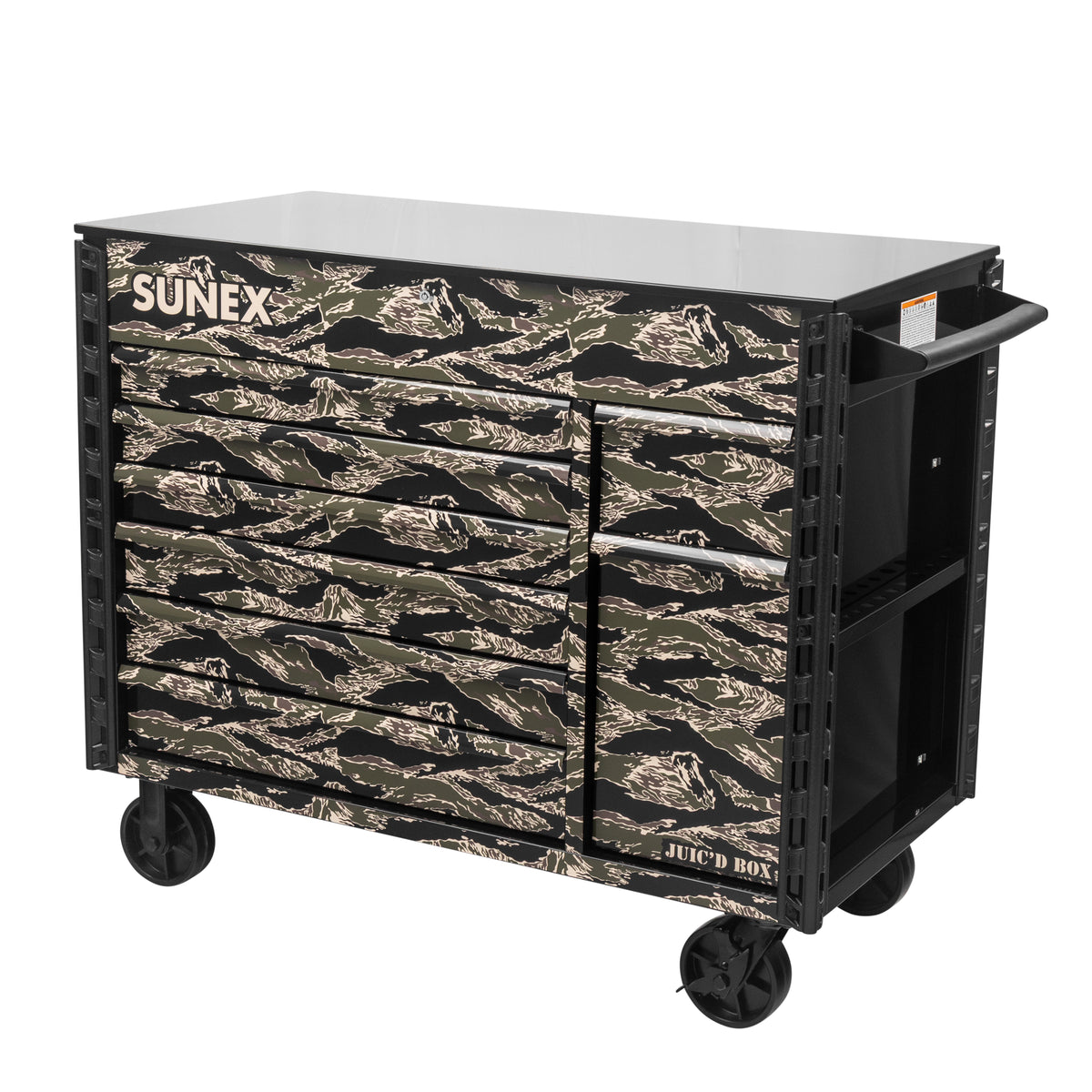 SHADOW TIGER CAMOUFLAGE - JUIC’D BOX 50" 7 DRAWER POWERED CART – BLACK