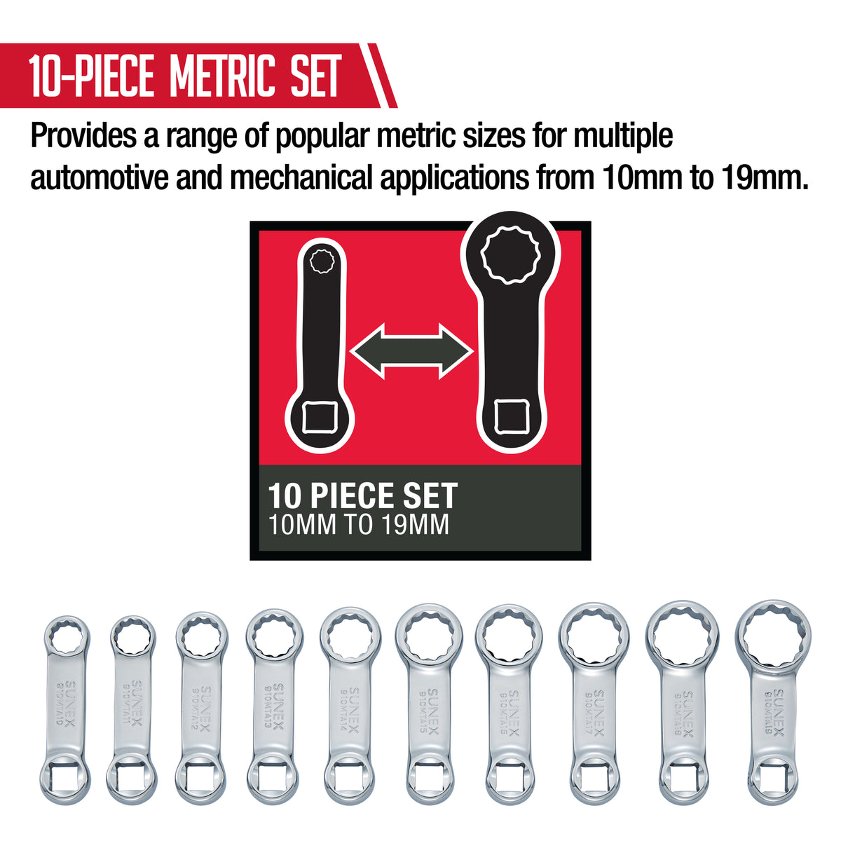 3/8" DRIVE 12 POINT METRIC 10-PIECE TORQUE ADAPTER SET