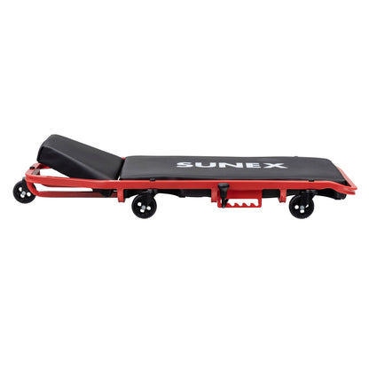 DELUXE CREEPER WITH ADJUSTABLE HEADREST - BLACK/RED