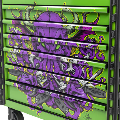 TONY SQUINDO – CTOOLU – 39" 6 DRAWER PREMIUM SERVICE CART – LIME GREEN