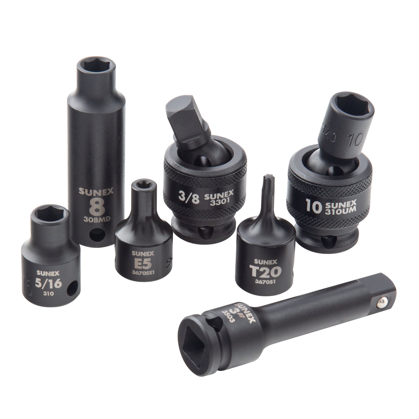 3/8" DRIVE SAE & METRIC 6 POINT STANDARD & DEEP WITH UNIVERSAL SOCKETS , STAR & EXTERNAL STAR BIT 80-PIECE MASTER IMPACT SOCKET SET