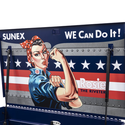 ROSIE THE RIVETER – 39" 6 DRAWER PREMIUM SERVICE CART – BLUE