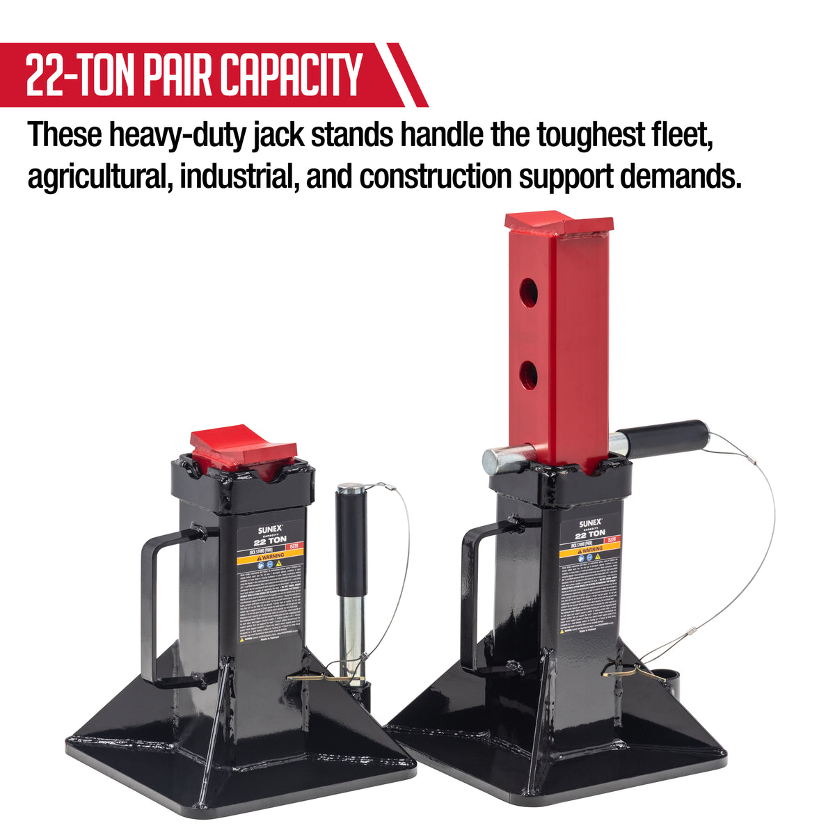 22 TON HEAVY DUTY LOCKING PIN JACK STANDS (PAIR)