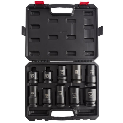 1" DRIVE SAE & METRIC 6 POINT HEAVY-DUTY WHEEL 10-PIECE IMPACT SOCKET SET