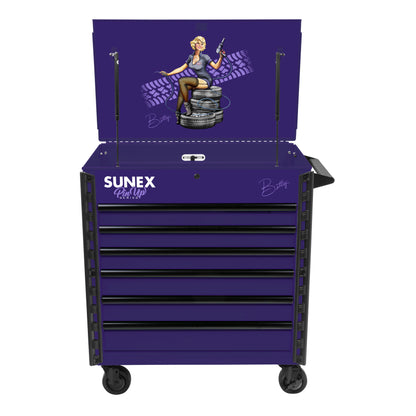 PIN-UP SERIES “BETTY” – 39" 6 DRAWER PREMIUM SERVICE CART – PIN-UP PLUM