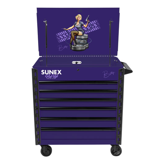 PIN-UP SERIES “BETTY” – 39" 6 DRAWER PREMIUM SERVICE CART – PIN-UP PLUM