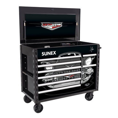 TONY SQUINDO “57 CHEVY” JUIC’D BOX 50” 7 DRAWER POWERED CART - BLACK