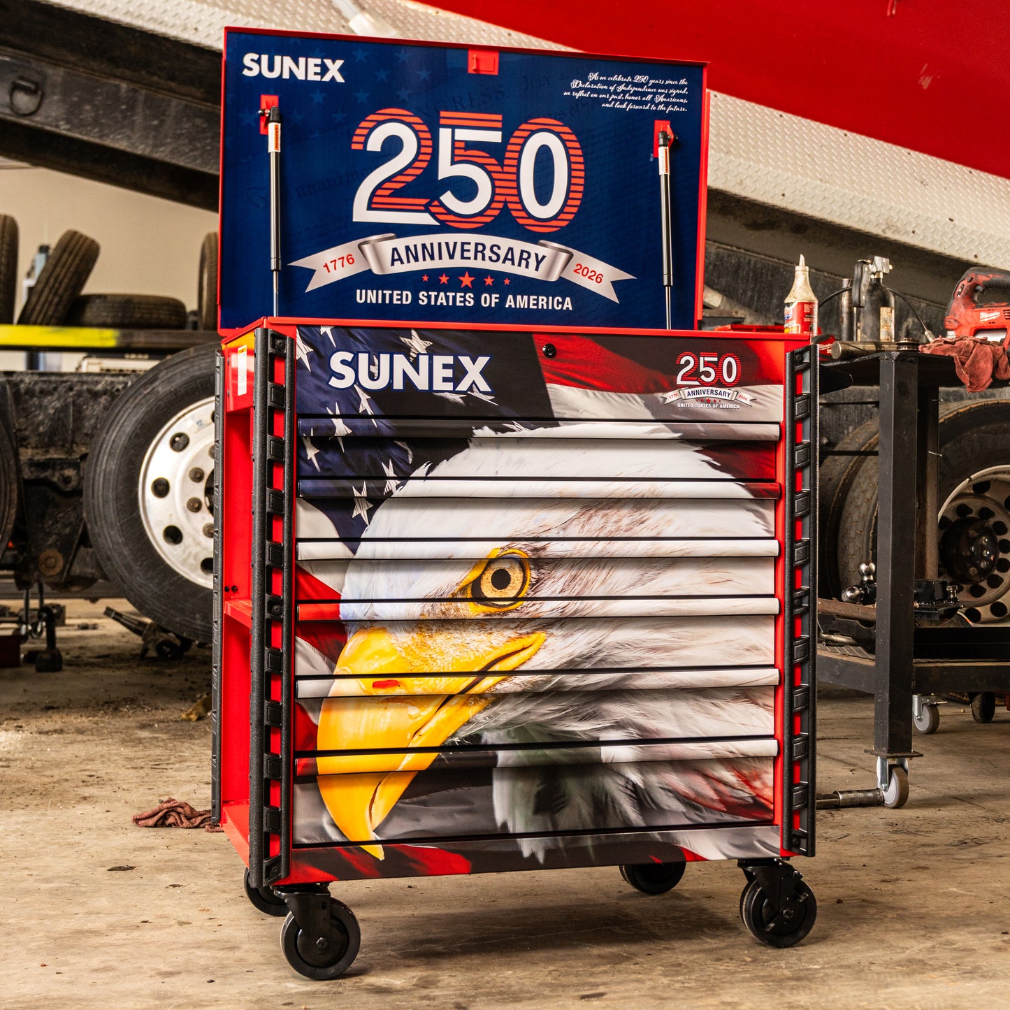 AMERICAN EAGLE 250th – 39" 6 DRAWER PREMIUM SERVICE CART – OLD GLORY BLUE