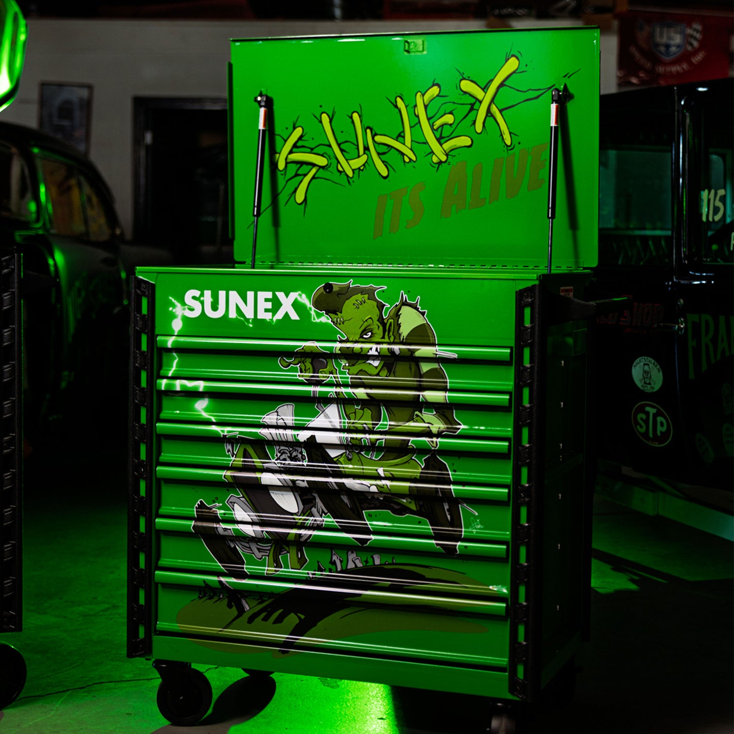 TONY SQUINDO “ITS ALIVE” PREMIUM FULL DRAWER SERVICE CART - LIME GREEN