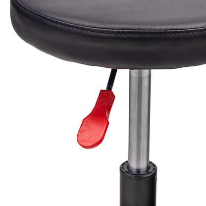 20.5” ADJUSTABLE HEIGHT SHOP SEAT WITH 1" DEEP TOOL TRAY - BLACK/RED