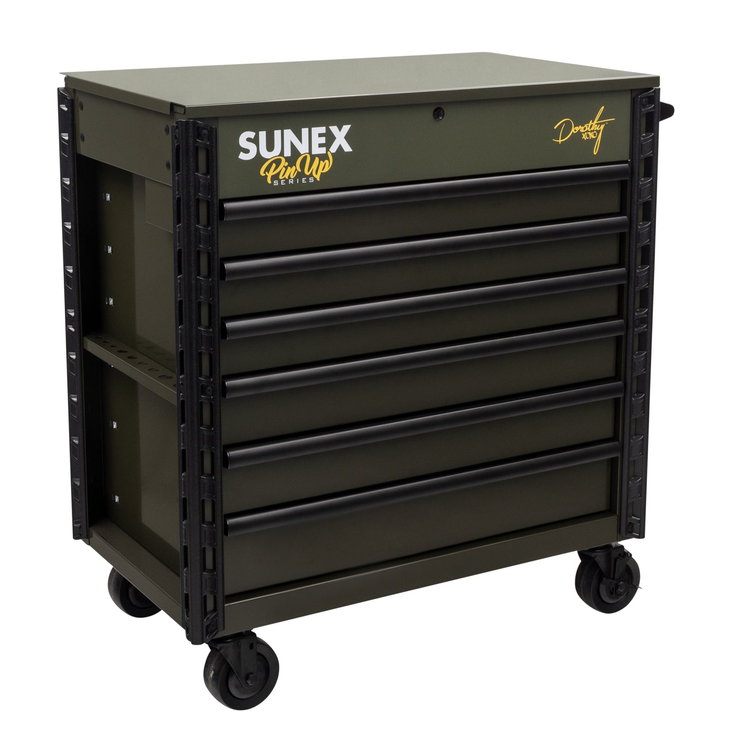 PIN-UP SERIES “DOROTHY” – 39" 6 DRAWER PREMIUM SERVICE CART – VICTORY VIXEN OD GREEN
