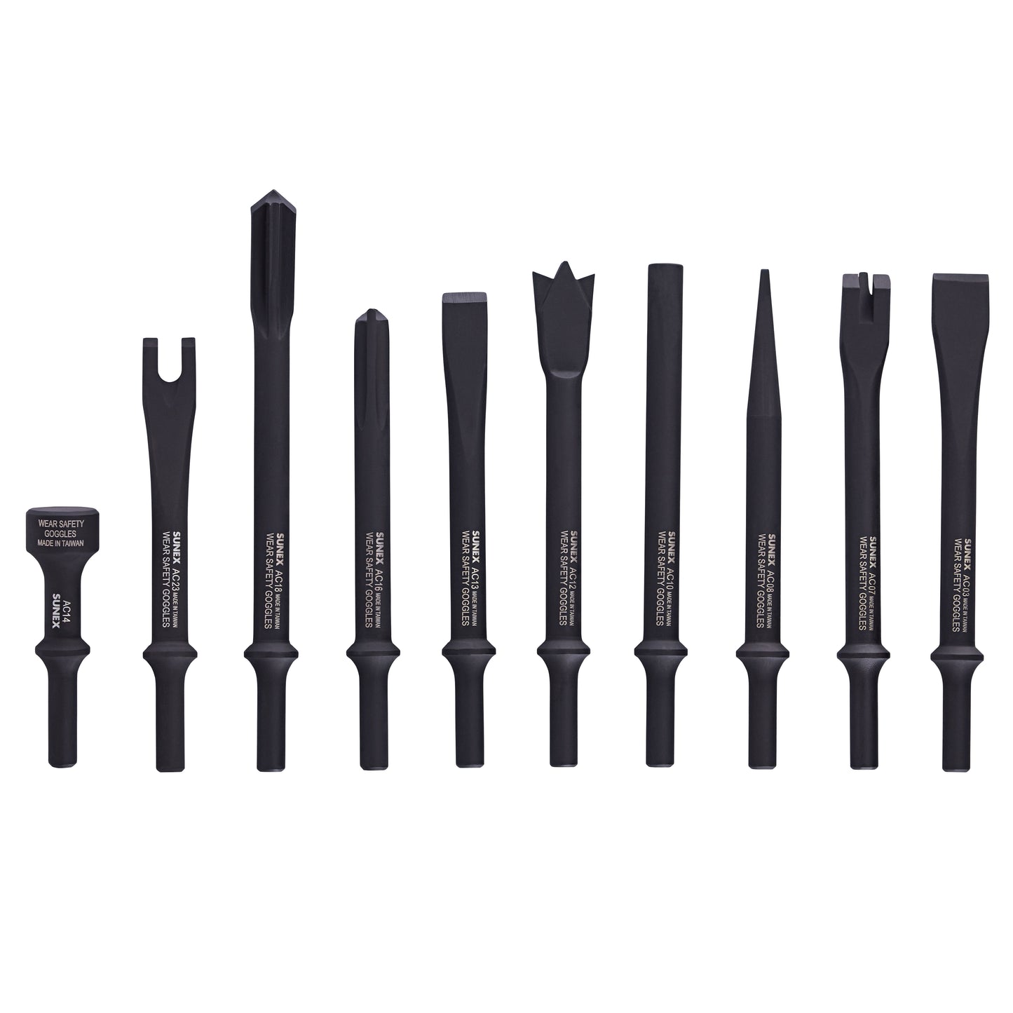 AIR HAMMER CHISEL STANDARD 10 PIECE SET IN PORTABLE TOOL ROLL