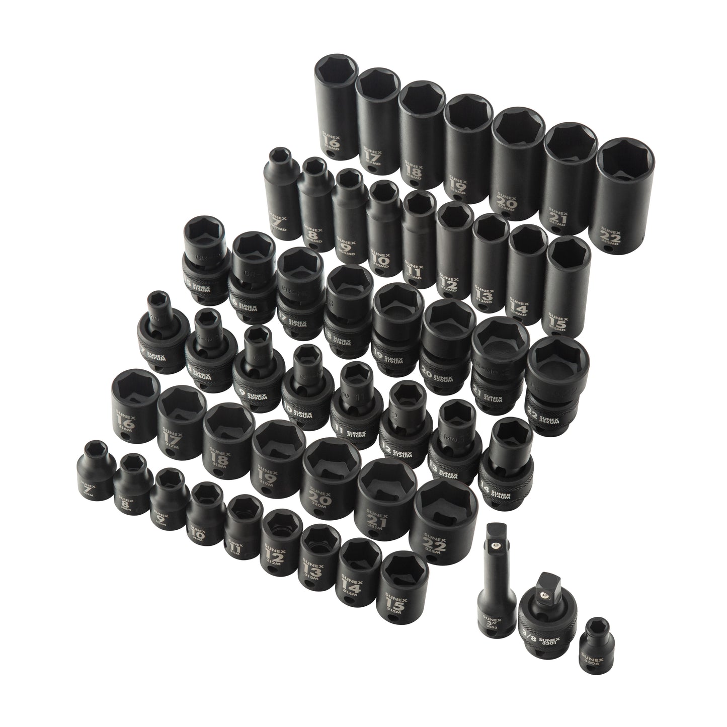 3/8" DRIVE METRIC 6 POINT STANDARD & DEEP WITH UNIVERSAL SOCKETS 51-PIECE MASTER IMPACT SOCKET SET