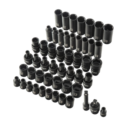 3/8" DRIVE METRIC 6 POINT STANDARD & DEEP WITH UNIVERSAL SOCKETS 51-PIECE MASTER IMPACT SOCKET SET
